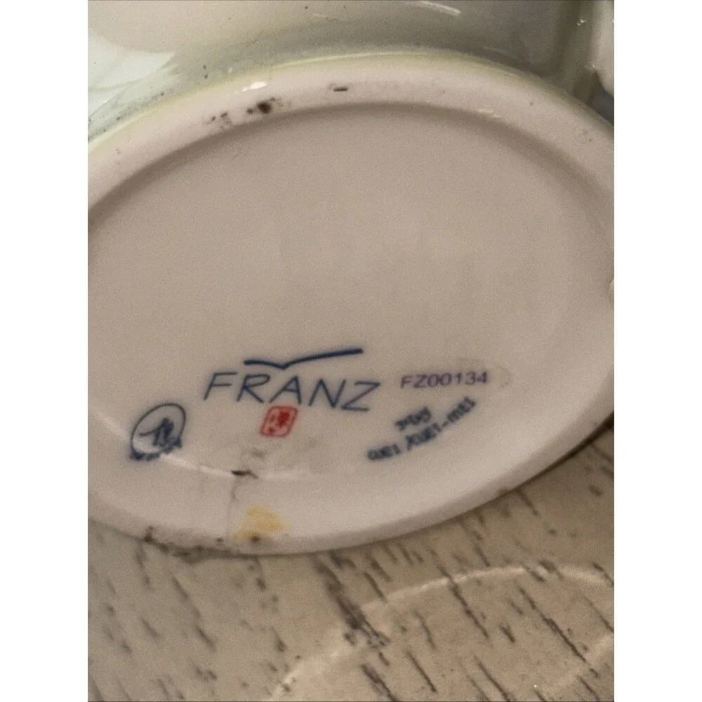 Franz Porcelain Hummingbird Sugar Jar Bowl & CREAMER Floral Design Beautiful!